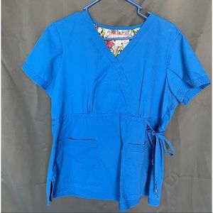 Koi scrub top. Blue. Large.
